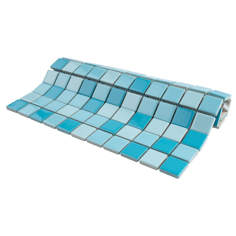 BT-PM19  1 X 1 Creamy Blue Porcelain Satin Mosaic Tile