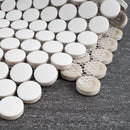 BT-PM01  White Tiny Dot Porcelain Satin Mosaic Tile