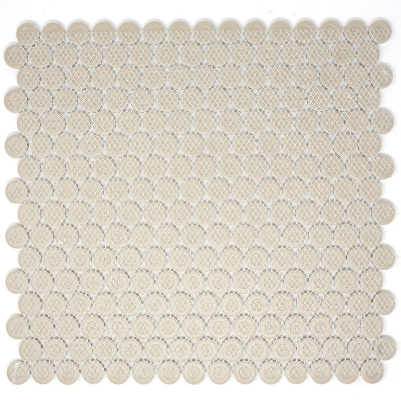 BT-PM01  White Tiny Dot Porcelain Satin Mosaic Tile