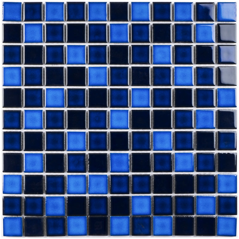 BT-PM20  1 X 1 Tropical Blue Night Porcelain Satin Mosaic Tile