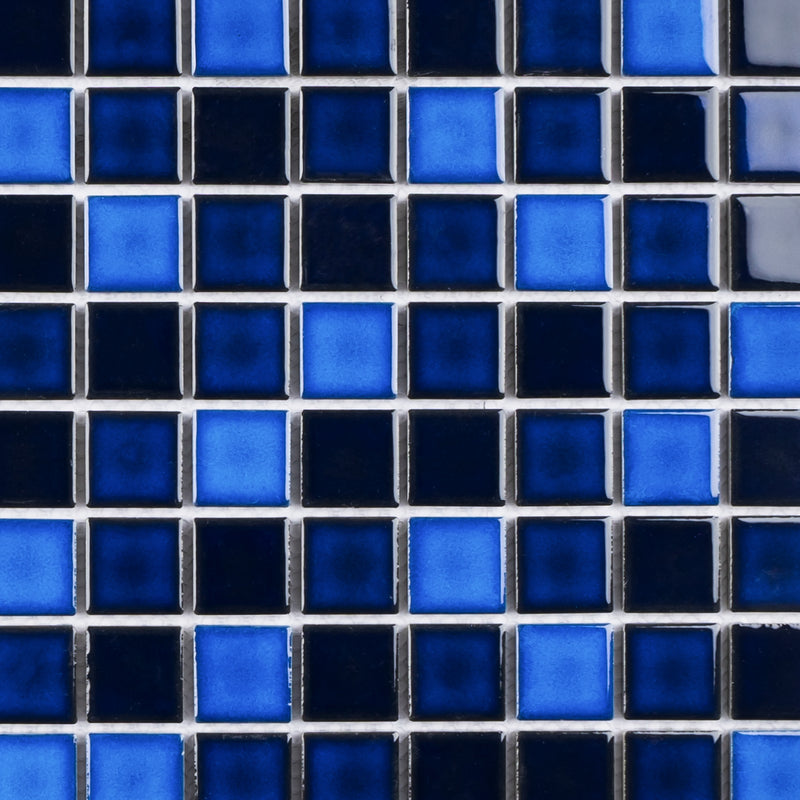 BT-PM20  1 X 1 Tropical Blue Night Porcelain Satin Mosaic Tile