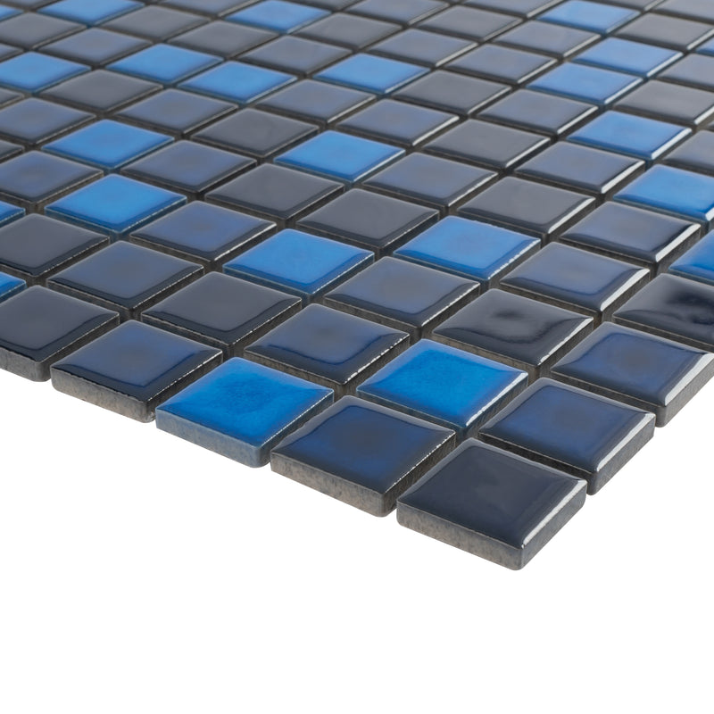BT-PM20  1 X 1 Tropical Blue Night Porcelain Satin Mosaic Tile