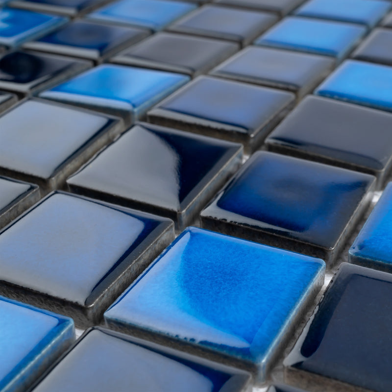 BT-PM20  1 X 1 Tropical Blue Night Porcelain Satin Mosaic Tile