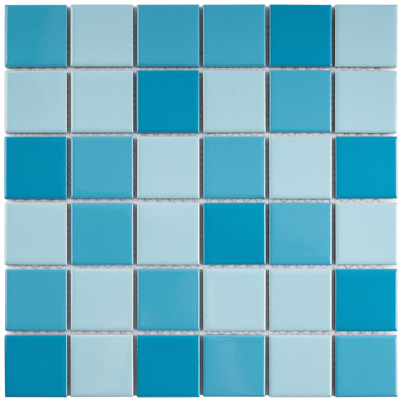 BT-PM21  2 X 2 Creamy Blue Porcelain Satin Mosaic Tile