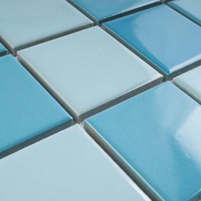 BT-PM21  2 X 2 Creamy Blue Porcelain Satin Mosaic Tile