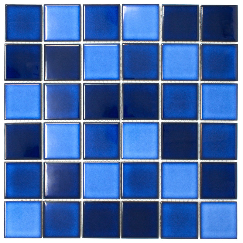 BT-PM22  2 X 2 Tropical Blue Night Porcelain Satin Mosaic Tile