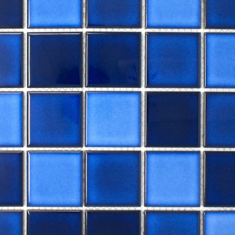 BT-PM22  2 X 2 Tropical Blue Night Porcelain Satin Mosaic Tile