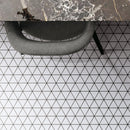 BT-PM25  1-1/2 x 1-1/2 Triangle White Cararra Porcelain Satin Mosaic Tile - White