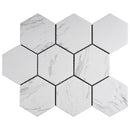 BT-PM27  4" Hexagon White Cararra Porcelain Satin Mosaic Tile