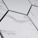 BT-PM27  4" Hexagon White Cararra Porcelain Satin Mosaic Tile