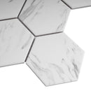 BT-PM27  4" Hexagon White Cararra Porcelain Satin Mosaic Tile