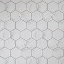 BT-PM27  4" Hexagon White Cararra Porcelain Satin Mosaic Tile