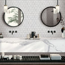 BT-PM27  4" Hexagon White Cararra Porcelain Satin Mosaic Tile