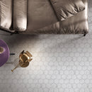 BT-PM27  4" Hexagon White Cararra Porcelain Satin Mosaic Tile
