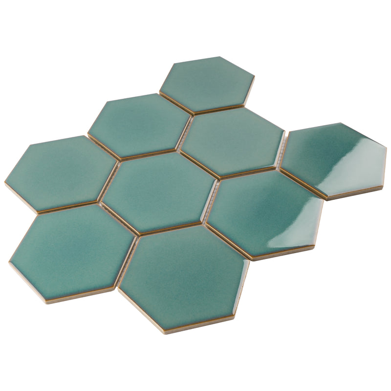 BT-PM28  4" Crystal White Cararra Porcelain Satin Mosaic Tile - Green