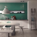 BT-PM28  4" Crystal White Cararra Porcelain Satin Mosaic Tile - Green