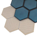 BT-PM29  4" Crystal White Cararra Porcelain Satin Mosaic Tile - Blue