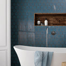 BT-PM29  4" Crystal White Cararra Porcelain Satin Mosaic Tile - Blue