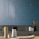 BT-PM29  4" Crystal White Cararra Porcelain Satin Mosaic Tile - Blue