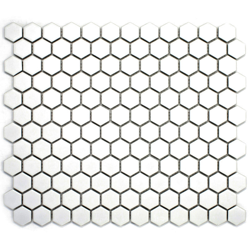 BT-PM02  White Tiny Hexagon Porcelain Satin Mosaic Tile
