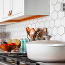 BT-PM03  M Size Hexagon White Porcelain Satin Mosaic Tile