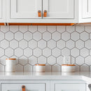 BT-PM03  M Size Hexagon White Porcelain Satin Mosaic Tile