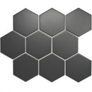 BT-PM04  M Size Hexagon Grey Black Porcelain Satin Mosaic Tile