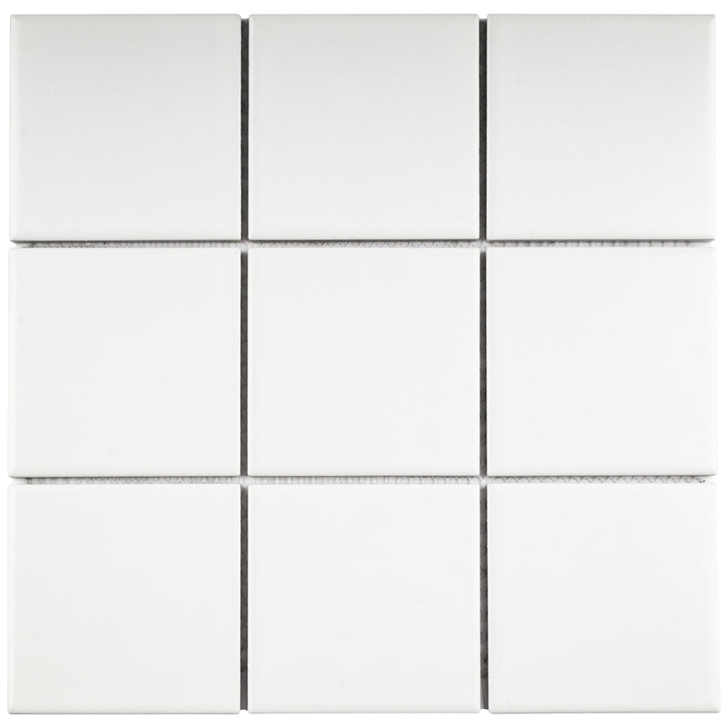 BT-PM09  4 X 4 White Porcelain Satin Mosaic Tile