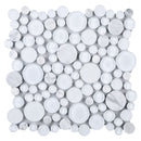 BUBW-02  White Glass And Carrara Bubble Mosaic Tile