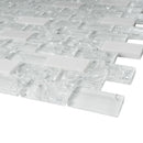 CES-01  Crackle Series - Crushed White Glass & White Marble Mosaic Tile