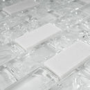CES-01  Crackle Series - Crushed White Glass & White Marble Mosaic Tile