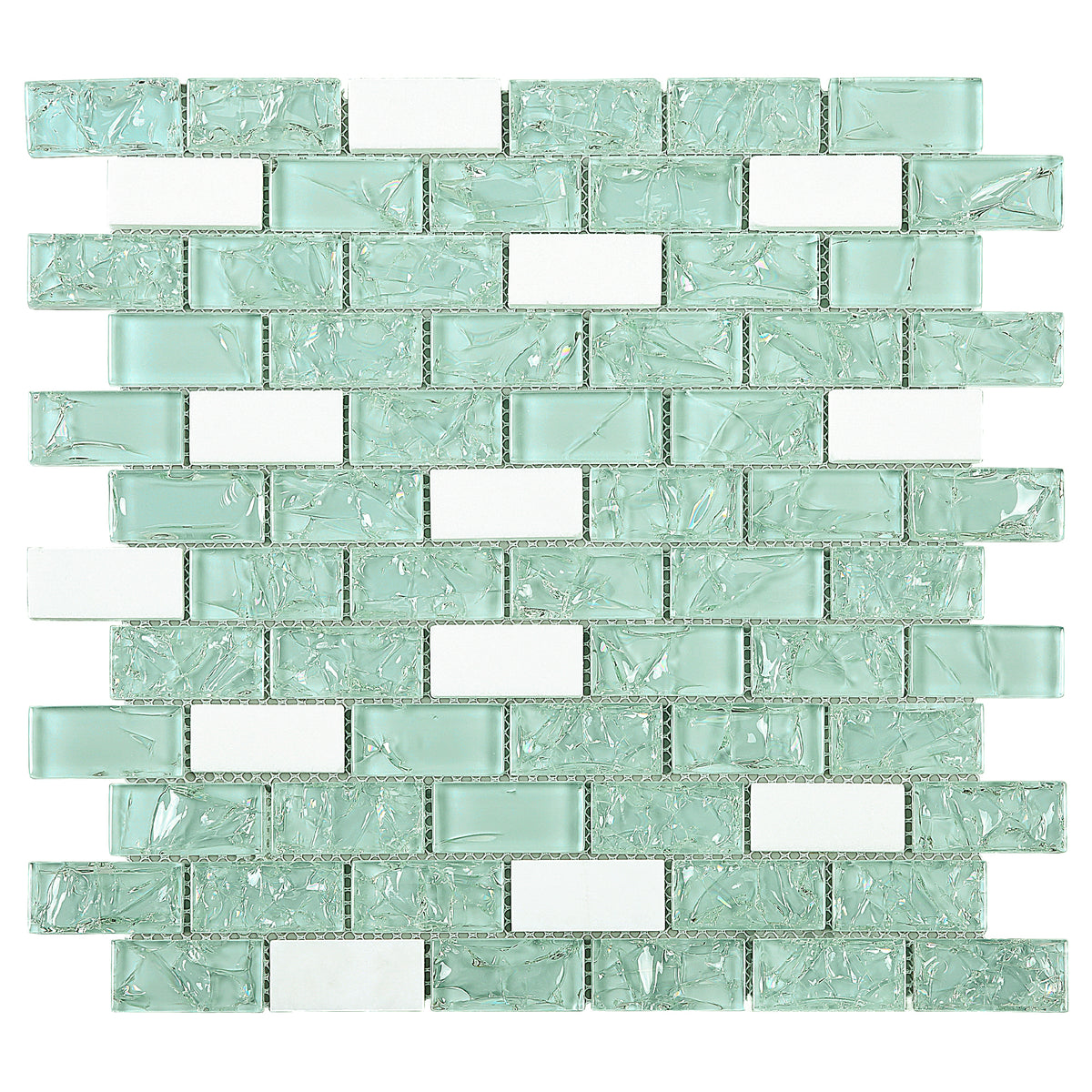 MURRAL Maze top（glass green） サイズ1 Sage Green Glass Mosaic Tiles Squares - 1 inch - 25 Tiles