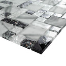 CES-03  Crackle Series - Ink White & Black Glass Mosaic Tile