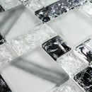 CES-03  Crackle Series - Ink White & Black Glass Mosaic Tile