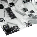 CES-03  Crackle Series - Ink White & Black Glass Mosaic Tile