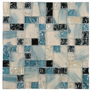 CES-04  Crackle Series - Ink Blue & White & Black Glass Mosaic Tile