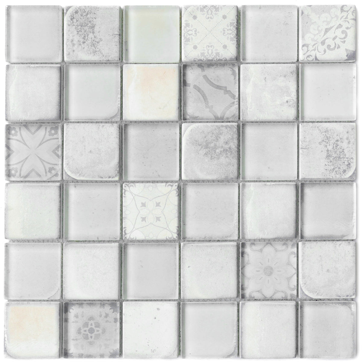 CRN-01 Classic Roman Soft White Glass Mosaic Tile