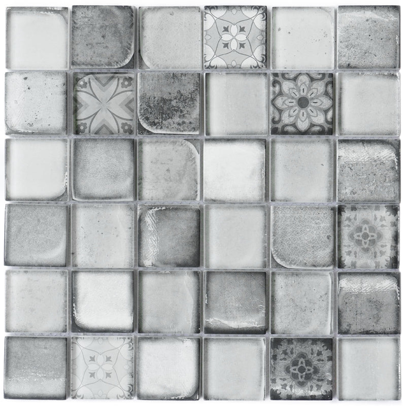 CRN-02  Classic Roman Gray Glass Mosaic Tile