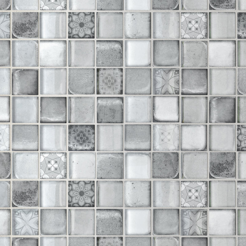 CRN-02  Classic Roman Gray Glass Mosaic Tile