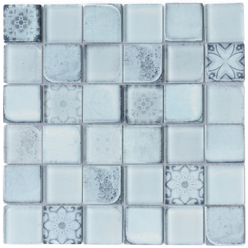 CRN-03  Classic Roman Sky Blue Glass Mosaic Tile