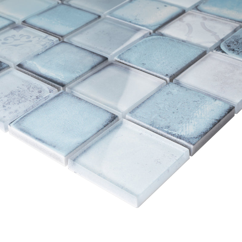 CRN-03  Classic Roman Sky Blue Glass Mosaic Tile