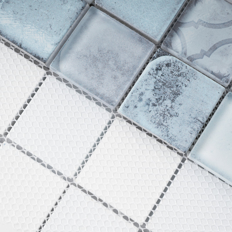 CRN-03  Classic Roman Sky Blue Glass Mosaic Tile