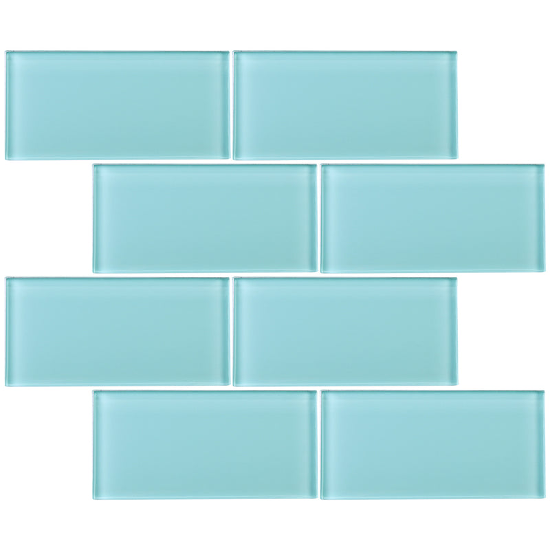 CSA-10  Ocean Blue 3X6 Glass Subway Tile