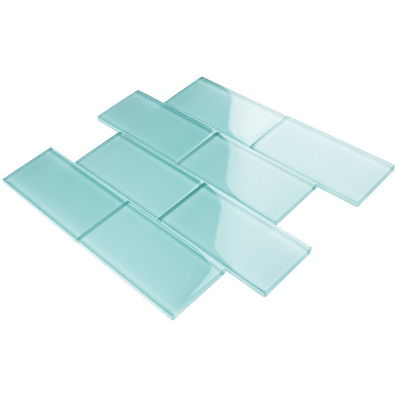 CSA-10  Ocean Blue 3X6 Glass Subway Tile
