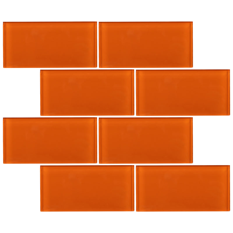 CSA-11  Orange 3X6 Glass Mosaic Tile