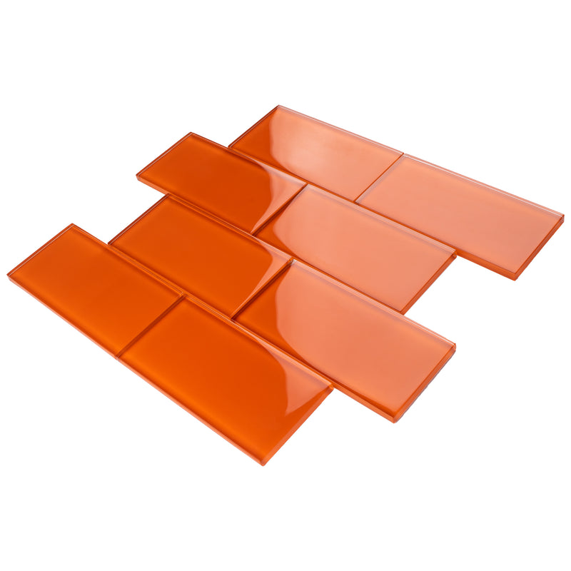 CSA-11  Orange 3X6 Glass Mosaic Tile