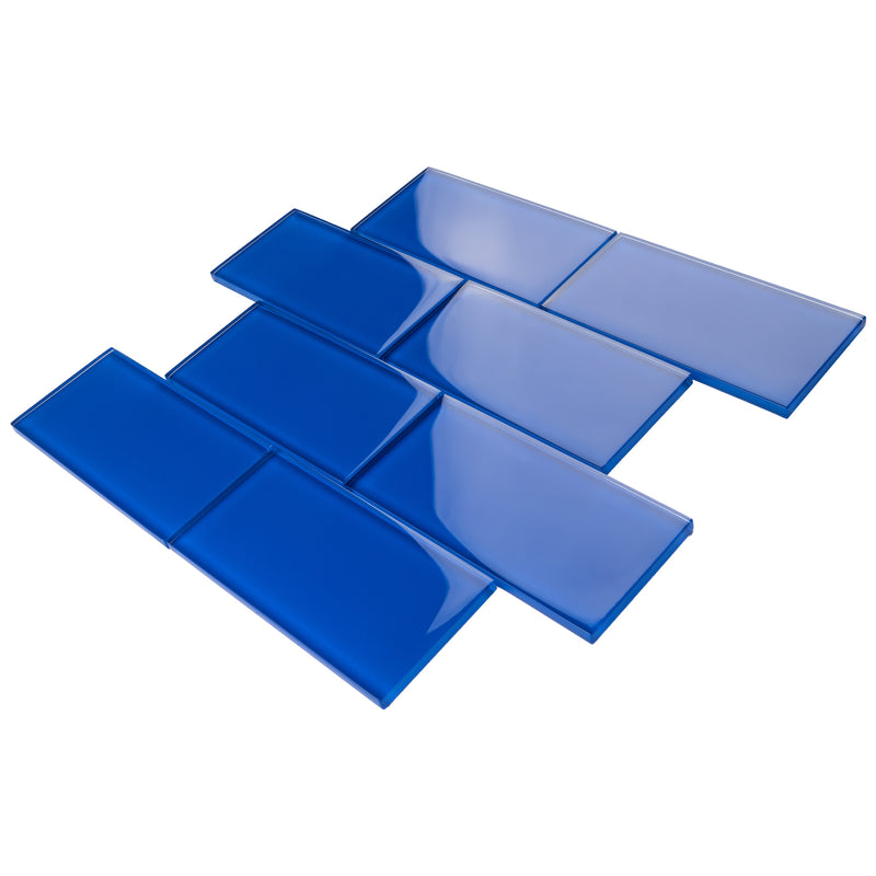 CSA-12  Electric Blue 3X6 Glass Subway Tile