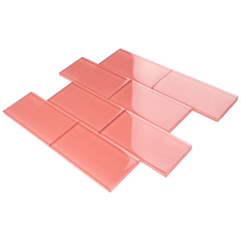 CSA-14  Pink 3X6 Glass Subway Tile