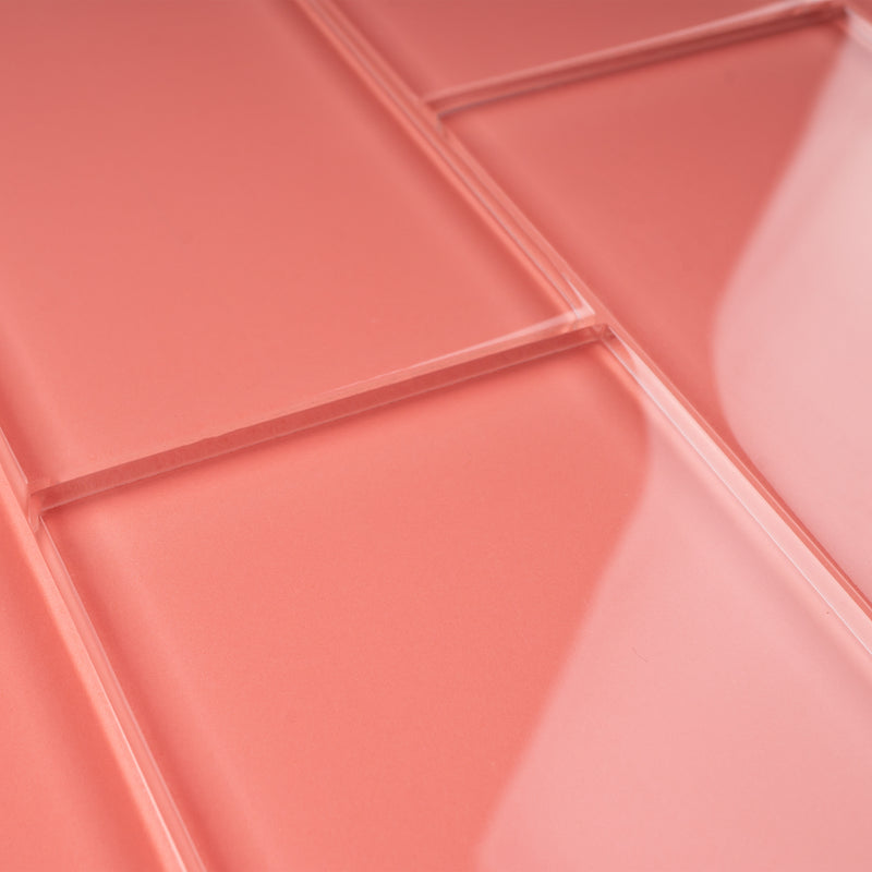 CSA-14  Pink 3X6 Glass Subway Tile