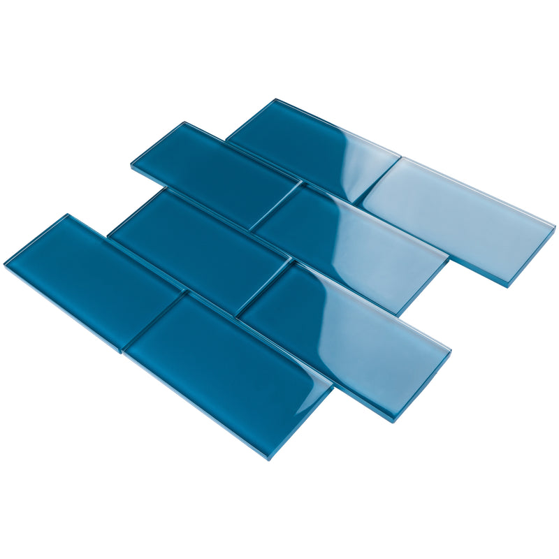 CSA-15  Turquoise Blue 3X6 Glass Subway Tile